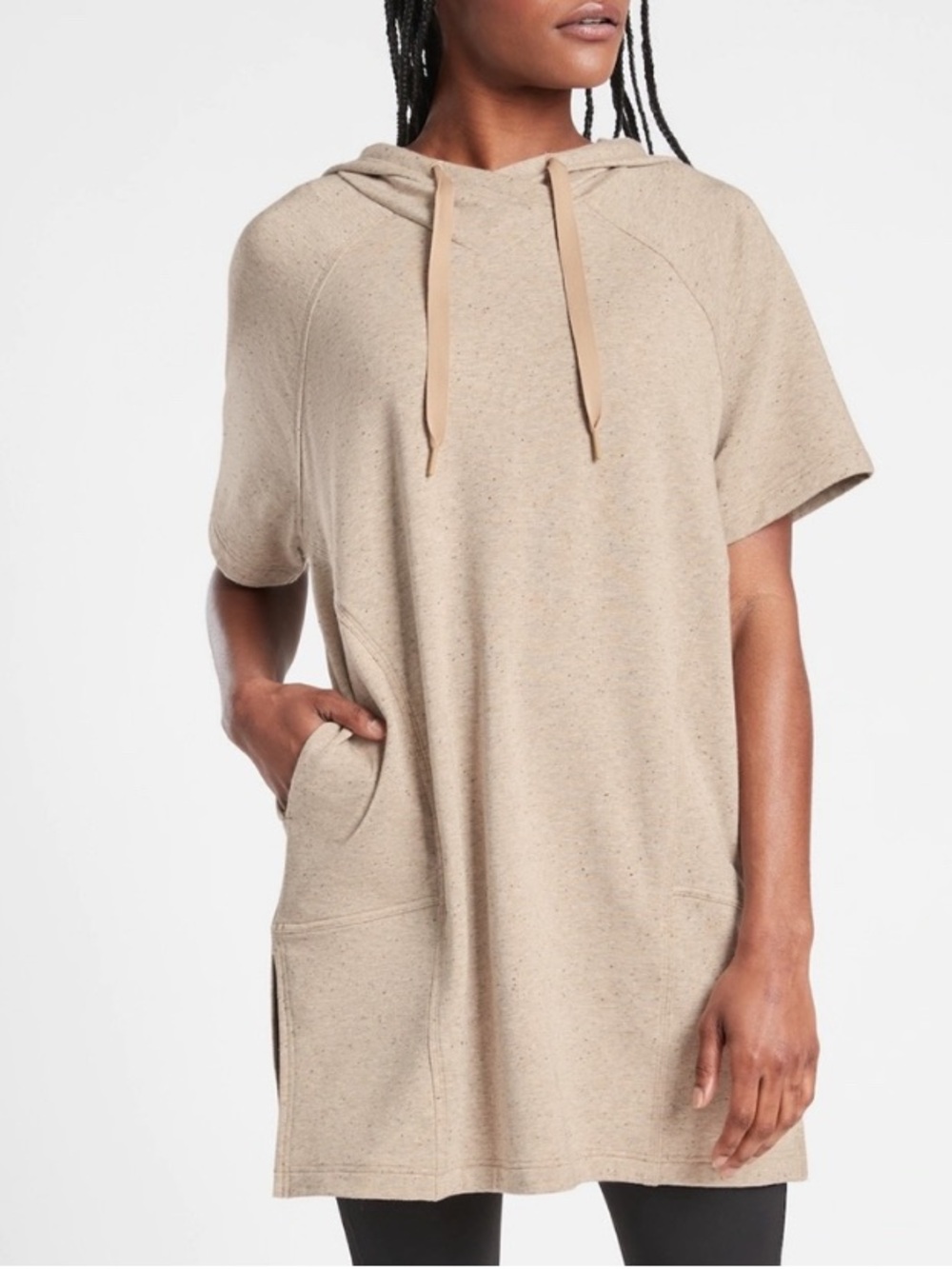 Athleta Cabana Long Hoodie Short Sleeve Tencel Cotton Modal Blend Small